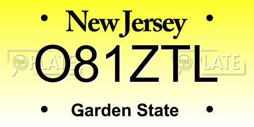 O81ZTL New Jersey License Plate