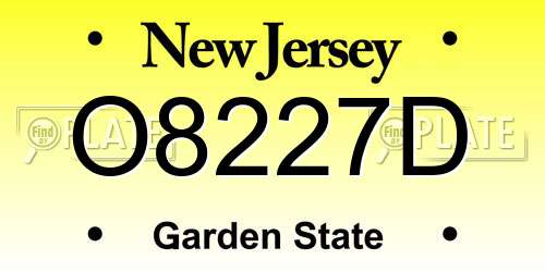 O8227D New Jersey License Plate