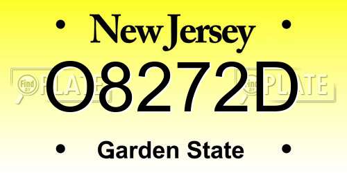 O8272D New Jersey License Plate