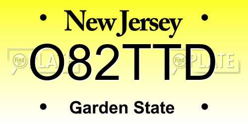 O82TTD New Jersey License Plate