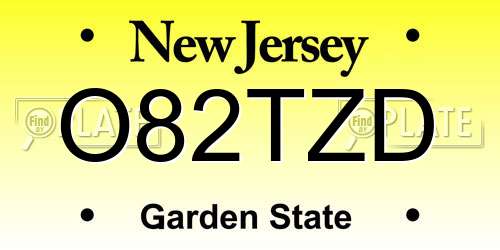 O82TZD New Jersey License Plate