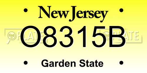 O8315B New Jersey License Plate