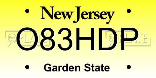 O83HDP New Jersey License Plate