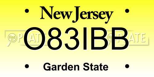 O83IBB New Jersey License Plate