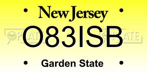 O83ISB New Jersey License Plate