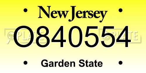 O840554 New Jersey License Plate
