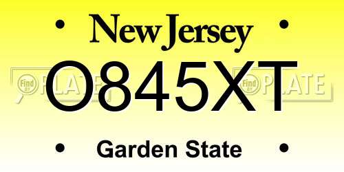 O845XT New Jersey License Plate