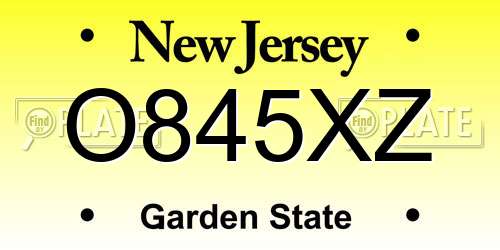 O845XZ New Jersey License Plate