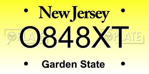 O848XT New Jersey License Plate