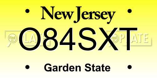 O84SXT New Jersey License Plate