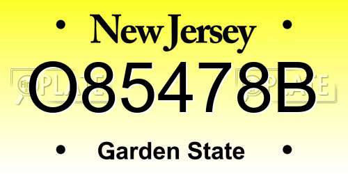 O85478B New Jersey License Plate
