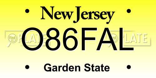 O86FAL New Jersey License Plate