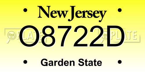 O8722D New Jersey License Plate