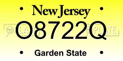 O8722Q New Jersey License Plate