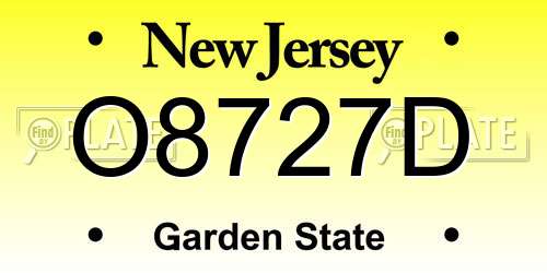 O8727D New Jersey License Plate