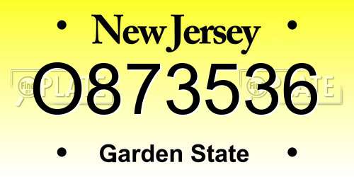 O873536 New Jersey License Plate