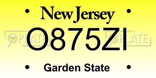 O875ZI New Jersey License Plate