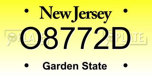 O8772D New Jersey License Plate