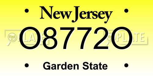 O8772O New Jersey License Plate