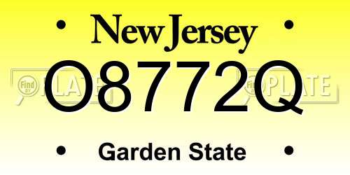 O8772Q New Jersey License Plate