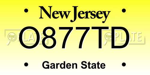 O877TD New Jersey License Plate