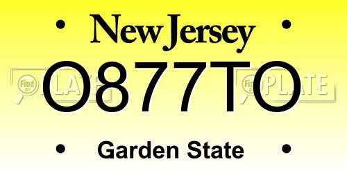 O877TO New Jersey License Plate