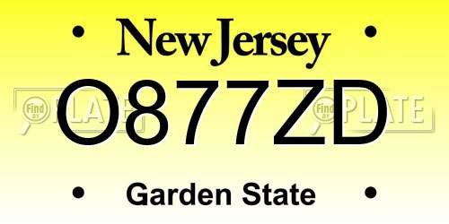 O877ZD New Jersey License Plate