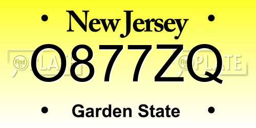 O877ZQ New Jersey License Plate
