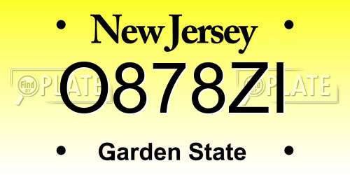O878ZI New Jersey License Plate