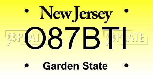 O87BTI New Jersey License Plate