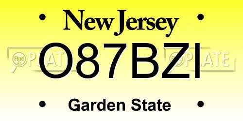O87BZI New Jersey License Plate