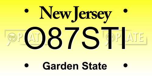 O87STI New Jersey License Plate