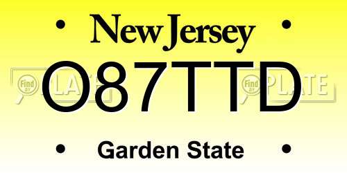 O87TTD New Jersey License Plate