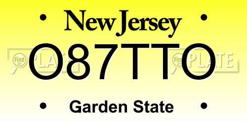 O87TTO New Jersey License Plate