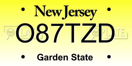 O87TZD New Jersey License Plate