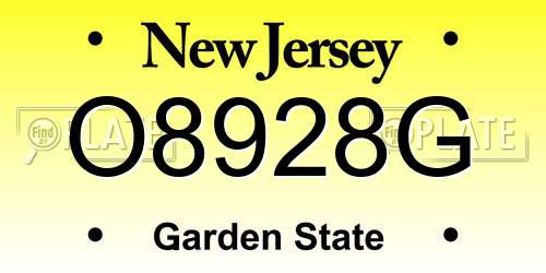 O8928G New Jersey License Plate