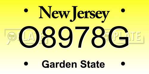 O8978G New Jersey License Plate