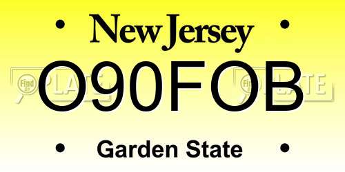 O90FOB New Jersey License Plate