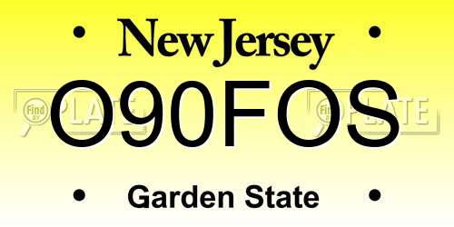 O90FOS New Jersey License Plate
