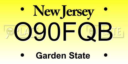 O90FQB New Jersey License Plate