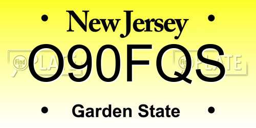 O90FQS New Jersey License Plate