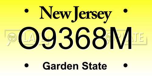 O9368M New Jersey License Plate
