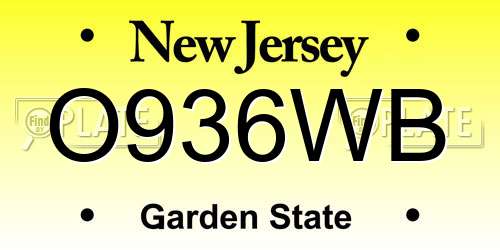 O936WB New Jersey License Plate