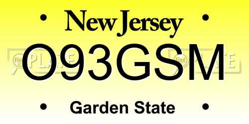 O93GSM New Jersey License Plate