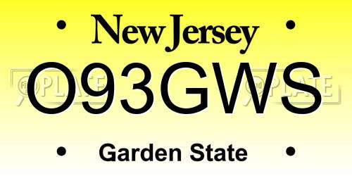 O93GWS New Jersey License Plate