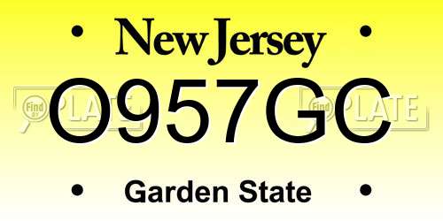 O957GC New Jersey License Plate
