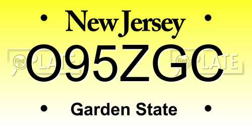 O95ZGC New Jersey License Plate
