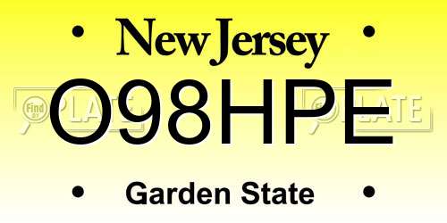 O98HPE New Jersey License Plate