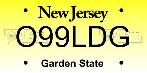 O99LDG New Jersey License Plate