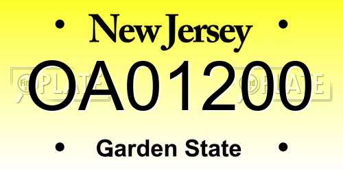 OA01200 New Jersey License Plate